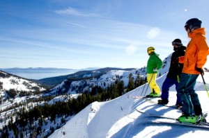 Alpine skiers scenic shot