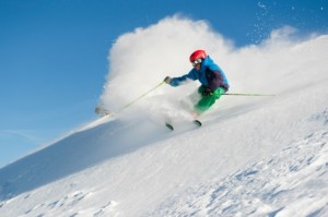 Sugar Bowl skier, powder shot