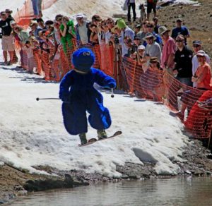 CushingCrossing blue suit on skis