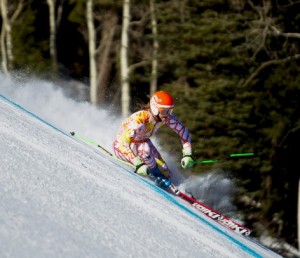 Squaw Valley's Julia Mancuso took third place at the World Cup downhill Saturday at Lake Louise.