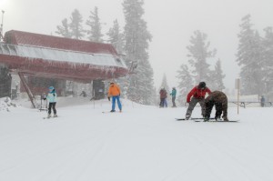 Skiera and riders were enjoying runs off the Comstock chairlift Wednesday at Northstar California ski resort in Lake Tahoe.