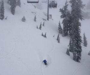 A lone Alpine Meadows skier enjoys a run this weekend when the resort got 16 inches of new snow.