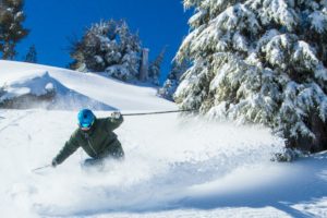 A Mt. Rose skier enjoys a powder day. The Lake Tahoe-area ski resort received 30 inches of snow over a three-day period.