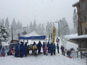 Skiers and riders were taking lessons today at snowy Northstar California, which had gotten 16 inches of new snow as of Saturday morning.