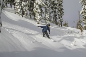 This snowboarder is enjoying a powder at Northstar, which received 19 inches of snow from the snow storm that hit the Lake Tahoe region.