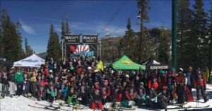The second stop on the Rahlves Banzai Tour at Kirkwood drew a large group of both skiers and riders.
