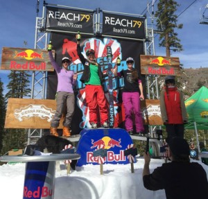 Shelly Robertson, center, took first place in the Women's ski division, followed by  Alexis Machovsky and Caitlin Robinson. 