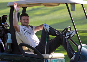 Justin Timberlake is an avid golfer who plays to a six handicap and is renowned in the sport for his philanthropic endeavors.  Justin Timberlake enjoys a round of golf with Alfonso Ribeiro, (Carlton from "The Fresh Prince Of Bel-Air") in Toluca Lake. NON-EXCLUSIVE PIX by Flynet Pictures ©2008 323-833-7042  Nicolas
