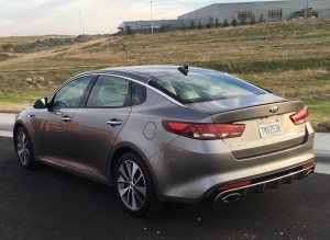 The new Optima turbo model is a 1.6, four-cylinder that produces 178 horsepower and 195 pound-feet of torque. Kia pairs the engine with a 7-speed dual-clutch transmission. 