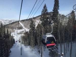 An , 8½ minute ride on Quicksilver is all that separates skiers and snowboarders from experiencing hundreds of trails across Park City and Canyons Village.