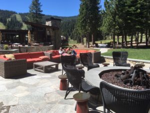 The fire pit area at the Ritz-Carlton Lake Tahoe is a great spot to hang out in the daytime and evening.