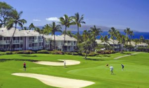 The Wailea Blue Golf course holes with a nearby ocean view and other ones that provide a nice visual of majestic Mt. Haleakala – a dormant 10,023-foot volcano –in the distance. 